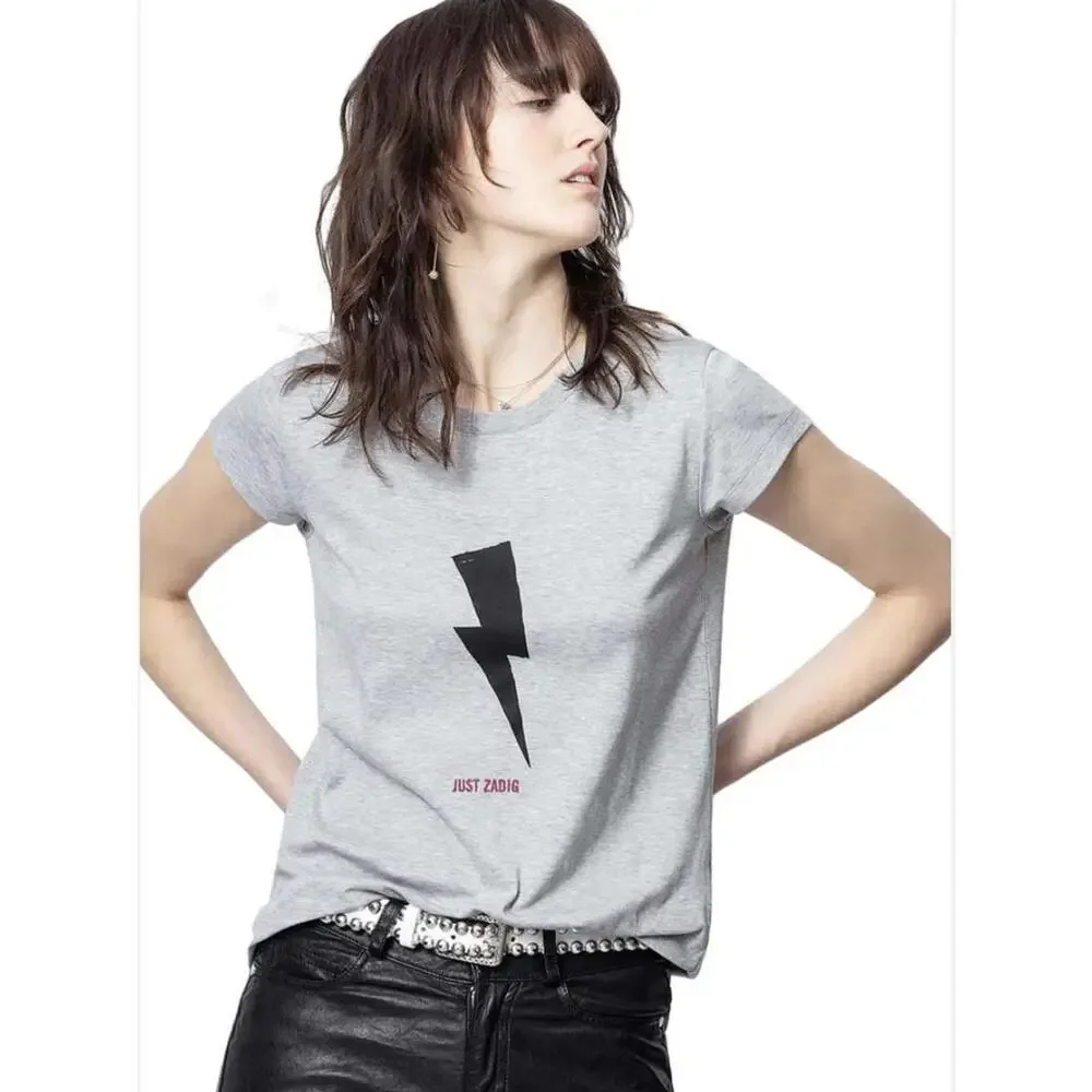 Just Zadig Grey Lightning Bolt Graphic T-Shirt‎ - Picture 2 of 9